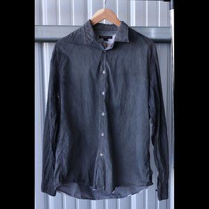 John Varvatos men's cotton grey button down shirt size Large